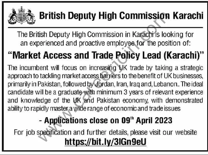 British Deputy High Commission Karachi Jobs 26 March 2023 Dawn 1