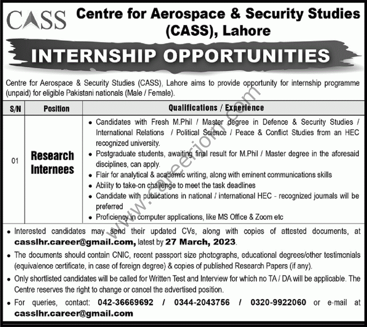 Centre For Aerospace & Security Studies Jobs 12 March 2023 Express Tribune 1