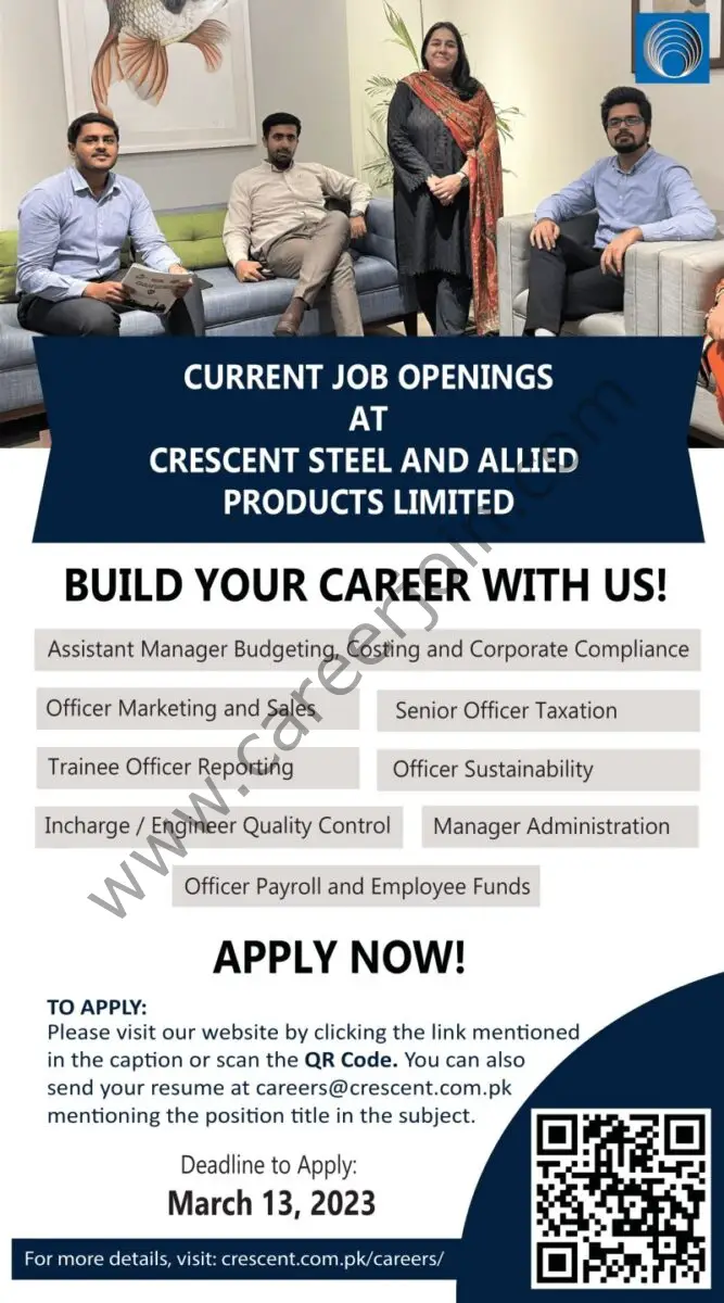 Crescent Steel & Allied Products Limited Jobs March 2023 1