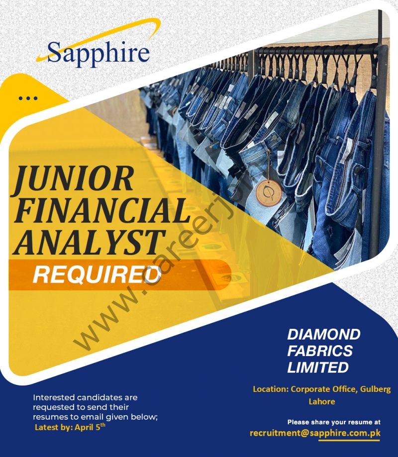Diamond Fabrics Limited Jobs Junior Financial Analyst 1