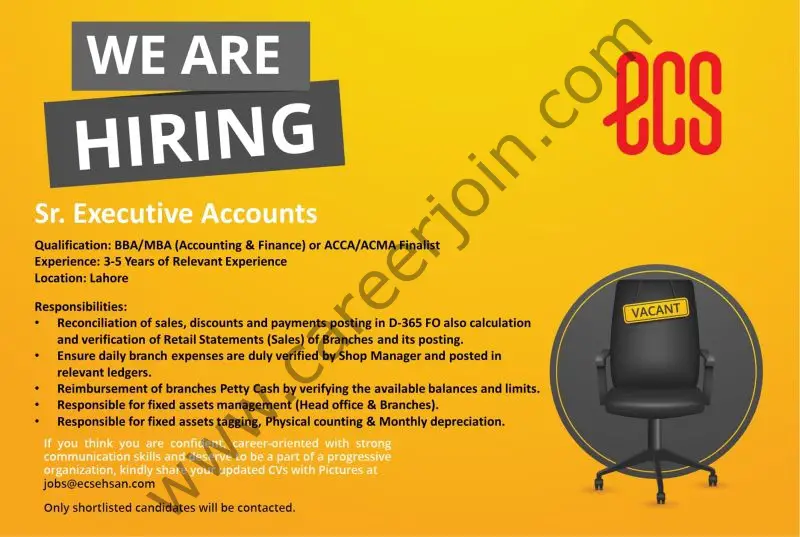 ECS Ehsan Chappal Store Jobs Senior Executive Accounts 1