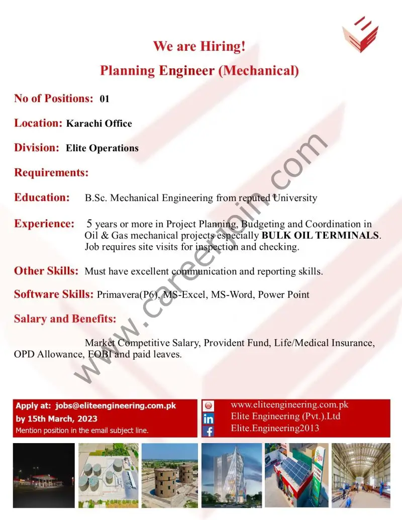Elite Engineering Pvt Ltd Jobs Planning Engineer Mechanical 1