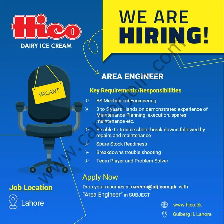 Hico Dairy Ice Cream Jobs Area Engineer 1