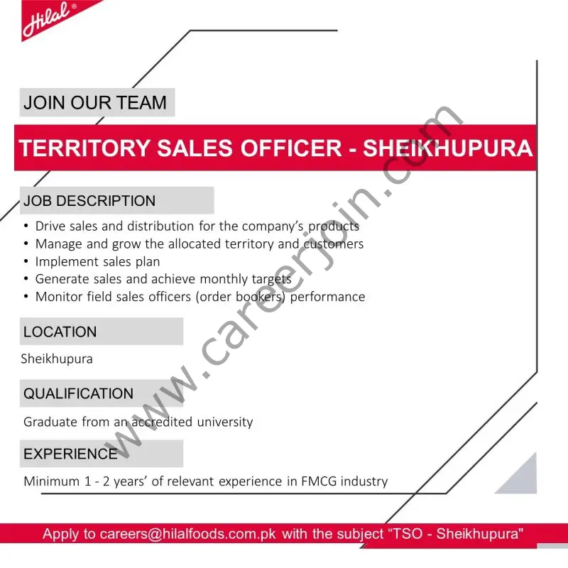 Hilal Foods Pvt Ltd Jobs Territory Sales Officer 1