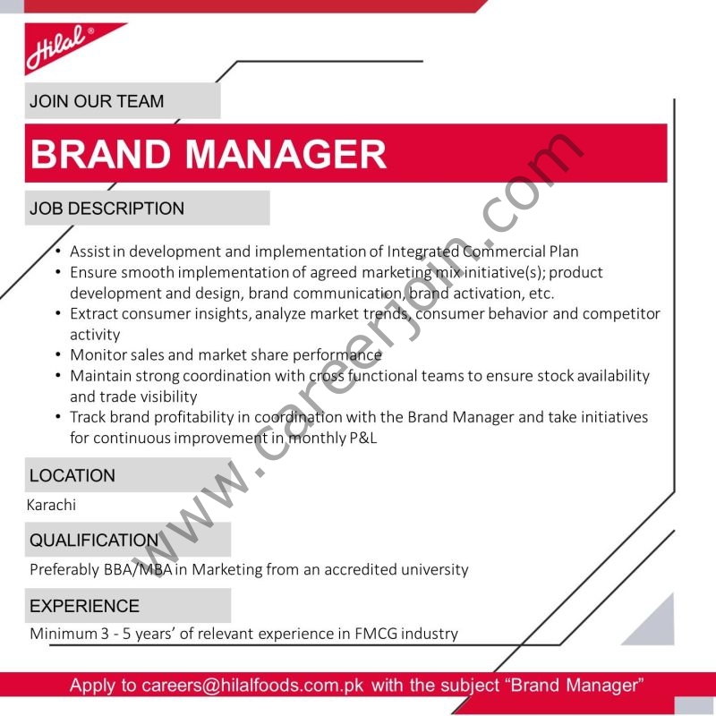 Hilal Foods Pvt Ltd Jobs Brand Manager 1
 