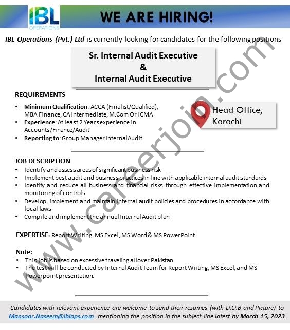 IBL Operations Pvt Ltd Jobs March 2023 1