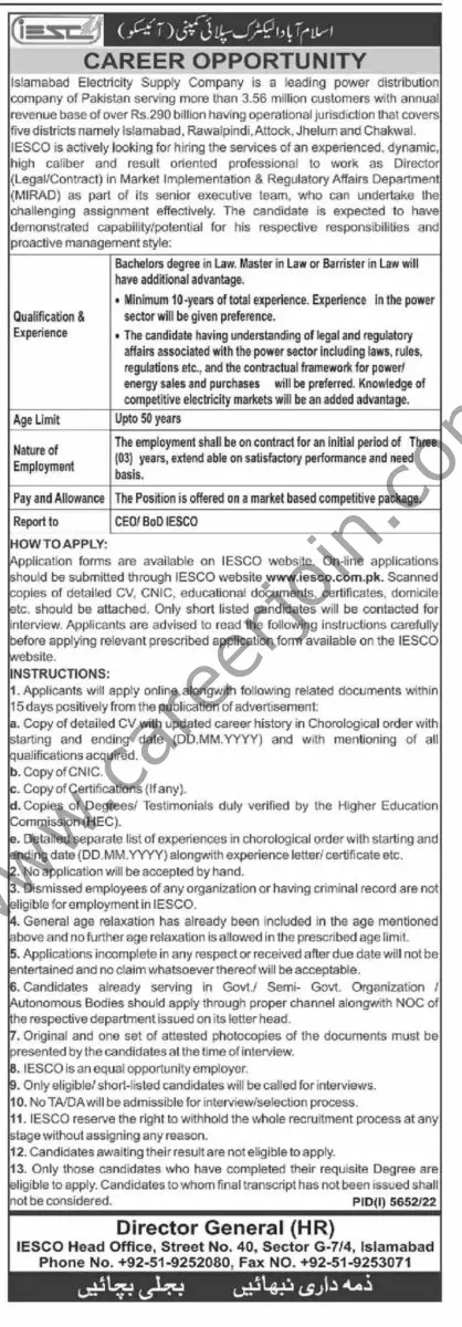 Islamabad Electricity Supply Co IESCO Jobs 15 March 2023 Dawn 1