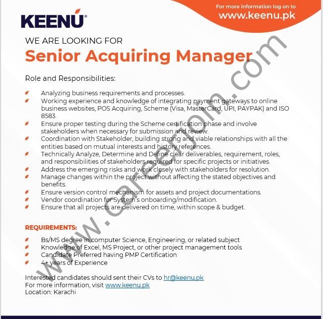 Keenu Pakistan Jobs Senior Acquiring Manager 1