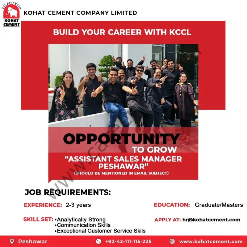 Kohat Cement Company Limited KCCL Jobs Assistant Sales Manager 1