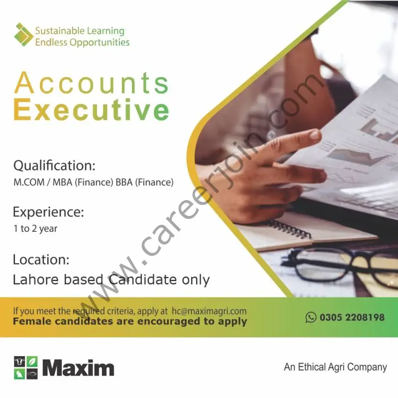 Maxim Agri Pvt Ltd Jobs Accounts Executive 1