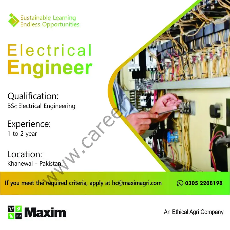 Maxim Agri Pvt Ltd Jobs Electrical Engineer 1