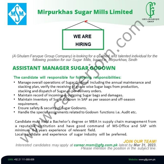 Mirpurkhas Sugar Mills Limited Jobs March 2023 2