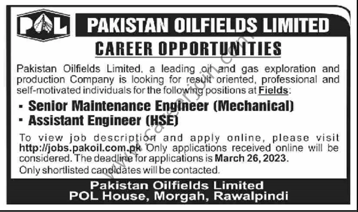 POL Pakistan Oilfields Ltd Jobs 19 March 2023 Dawn 1