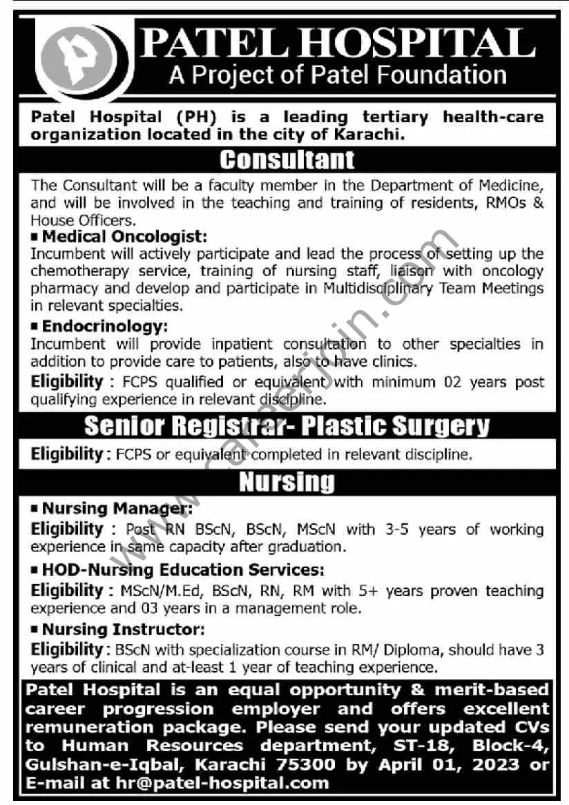 Patel Hospital Jobs 26 March 2023 Dawn 1
