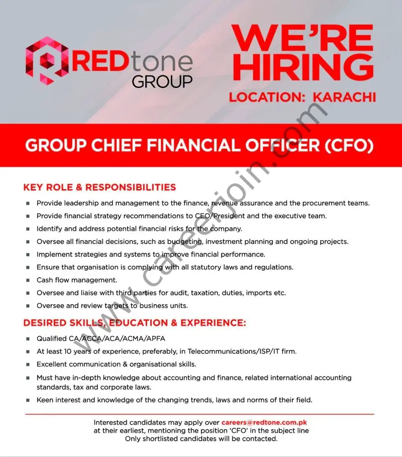 REDtone Group Jobs Group Chief Financial Officer CFO 1