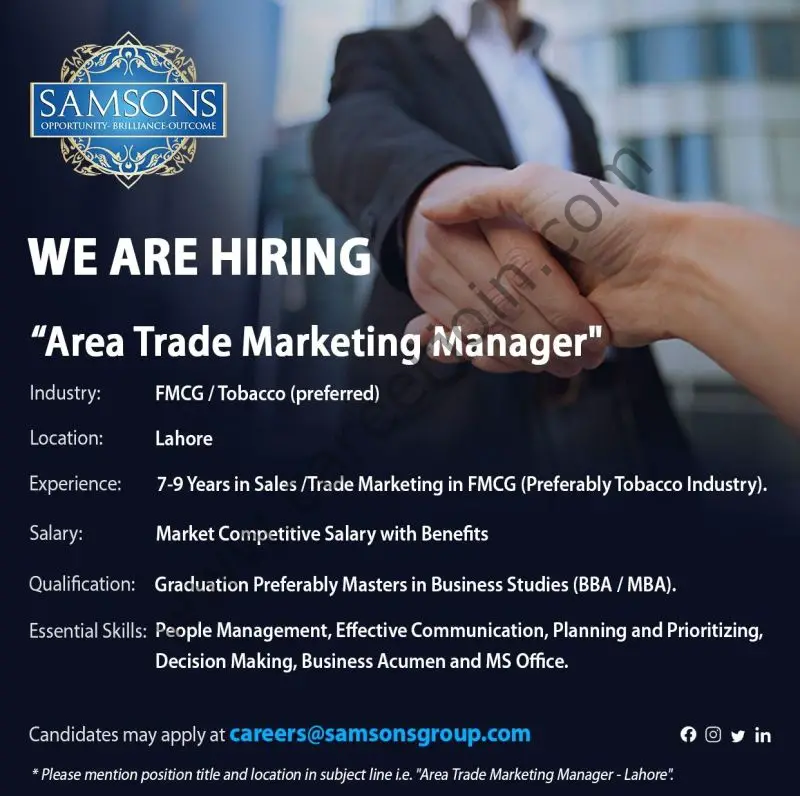 Samson Group of Companies Jobs Area Trade Marketing Manager 1