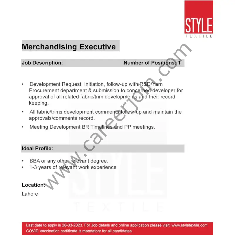 Style Pvt Ltd Jobs Merchandising Executive 1