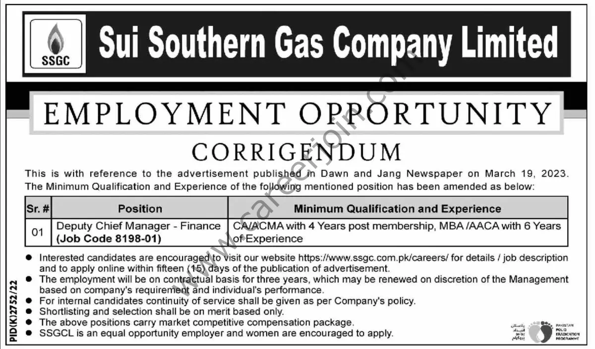 Sui Southern Gas Co Ltd SSGC Jobs 26 March 2023 Dawn 1