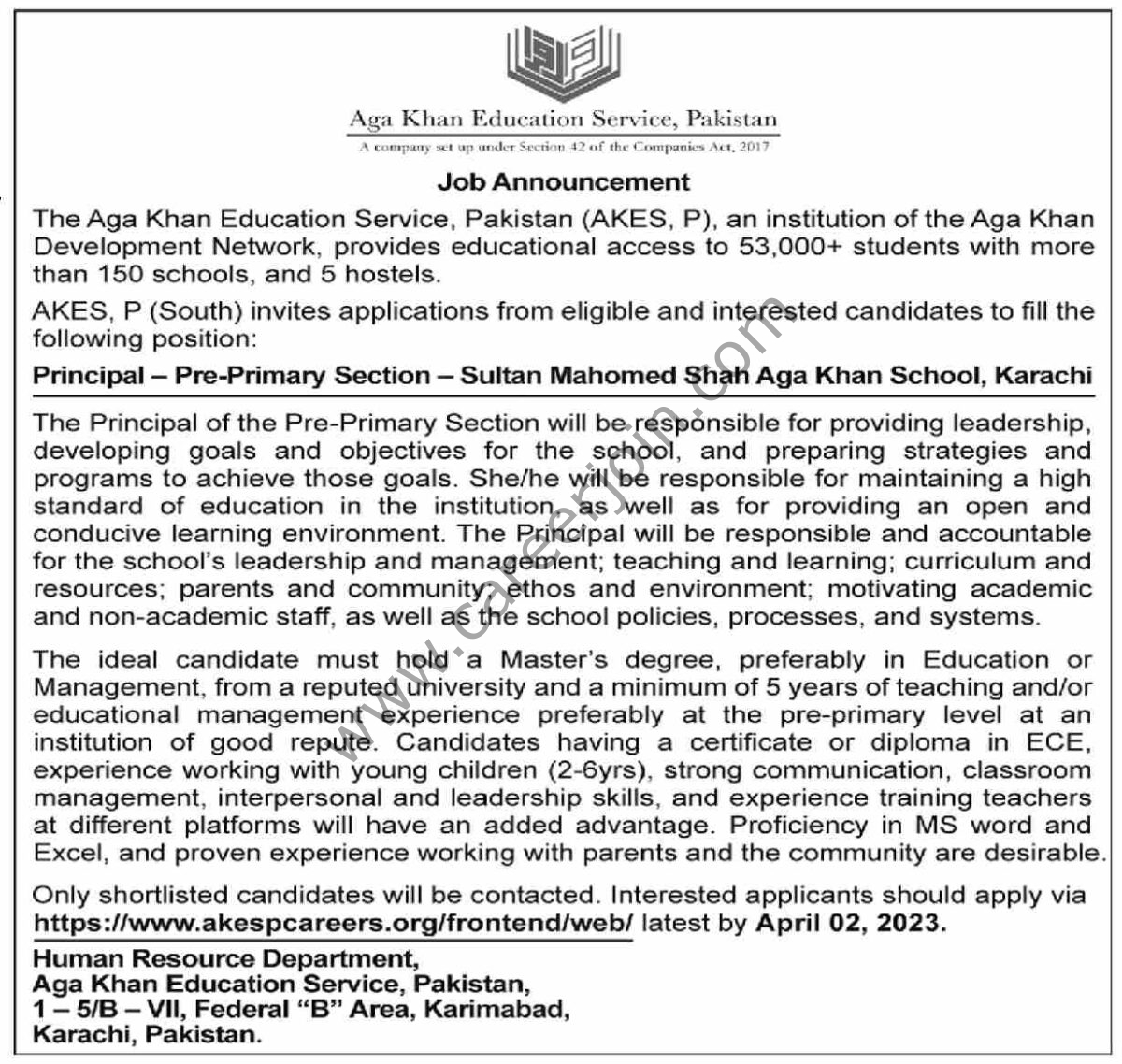 The Aga Khan Education Service Jobs 26 March 2023 Dawn 1