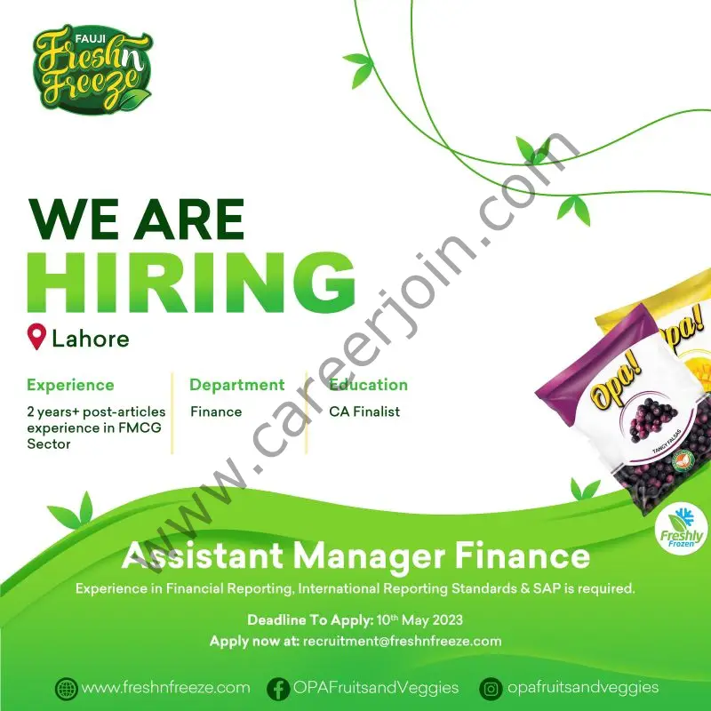 Fauji Fresh n Freeze Limited Jobs Assistant Manager Finance 1