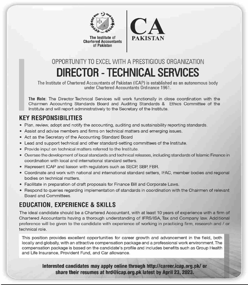 Institute of Chartered Accountant of Pakistan ICAP Jobs 09 April 2023 Dawn 2