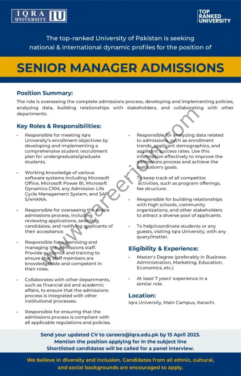 Iqra University IU Jobs April 2023 3