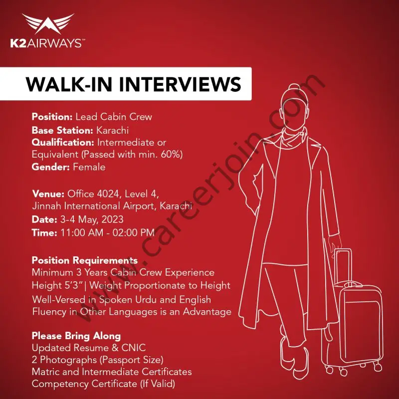 K2 Airways Walk In Interviews May 2023 1