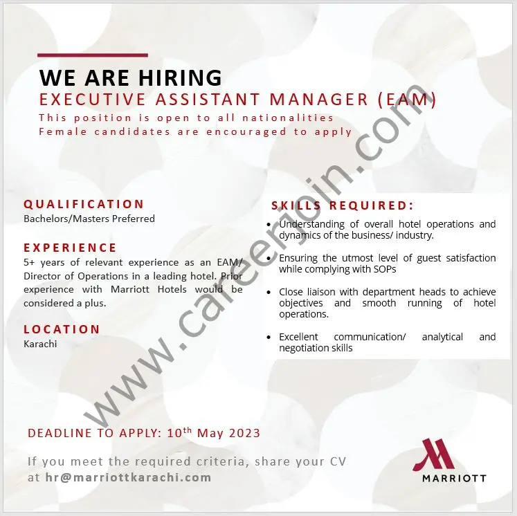Marriott Karachi Jobs Executive Assistant Manager 1