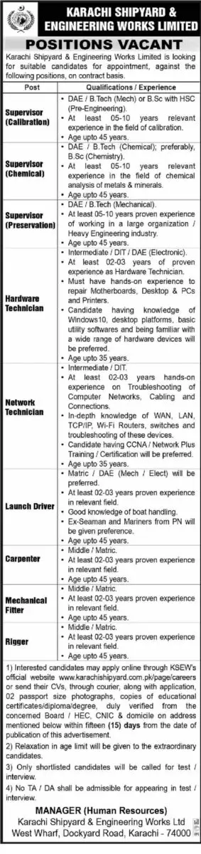 Karachi Shipyard & Engineering Works Ltd Jobs 09 April 2023 Dawn 2