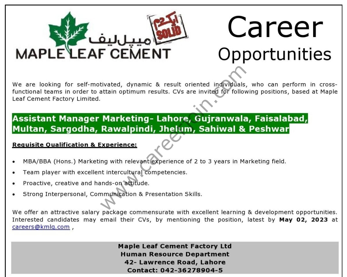 Maple Leaf Cement Jobs 25 April 2023 5