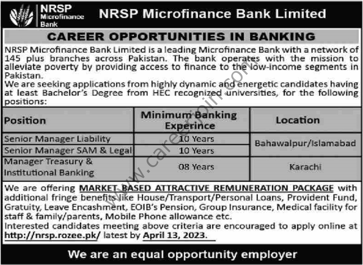 NRSP Microfinance Bank Ltd Jobs 02 April 2023 Dawn 1