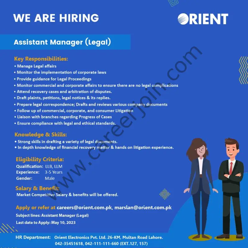 Orient Electronics Pvt Ltd Jobs Assistant Manager Legal 1
