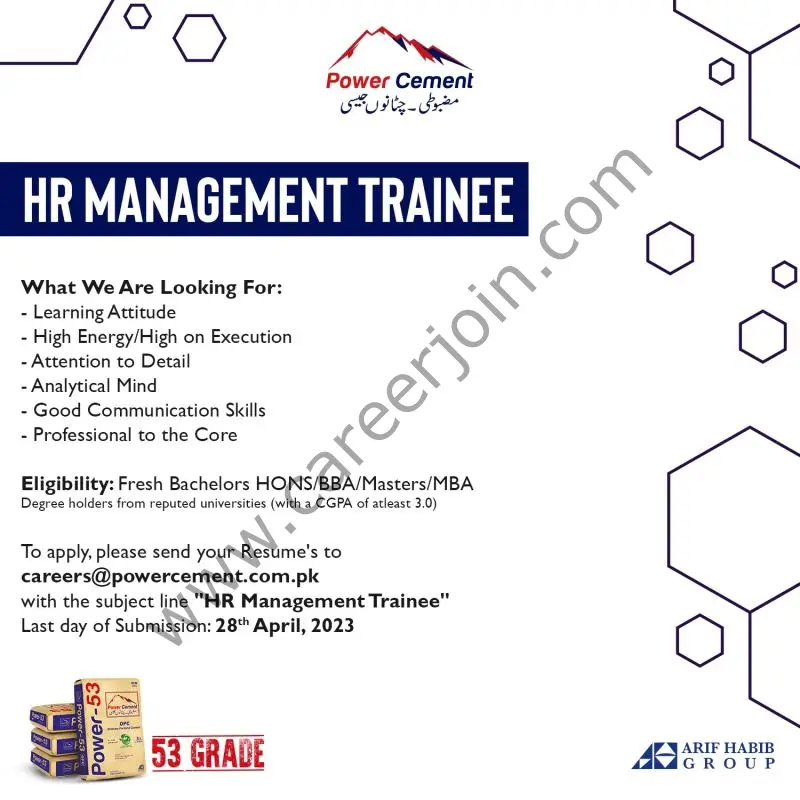 Power Cement Limited Jobs HR Management Trainee 1