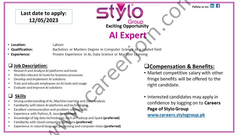 Stylo Pvt Ltd Jobs AI Expert 1
