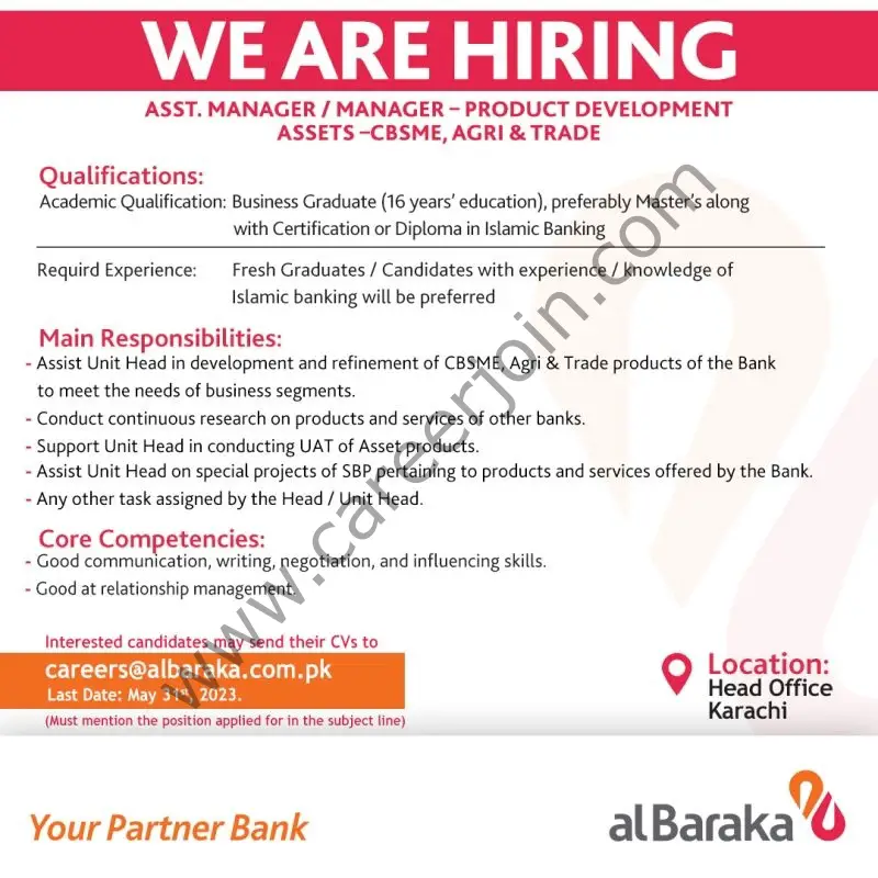 Albaraka Bank Pakistan Limited Jobs Assistant Manager / Manager Product Management 1