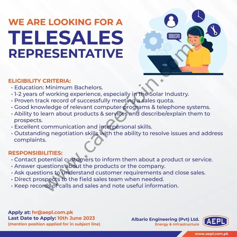 Albario Engineering Pvt Ltd Jobs Telesales Representative 1