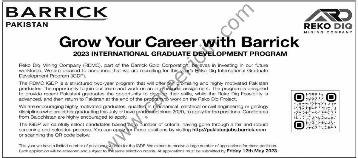 Barrick Pakistan International Graduate Development Program 2023 1