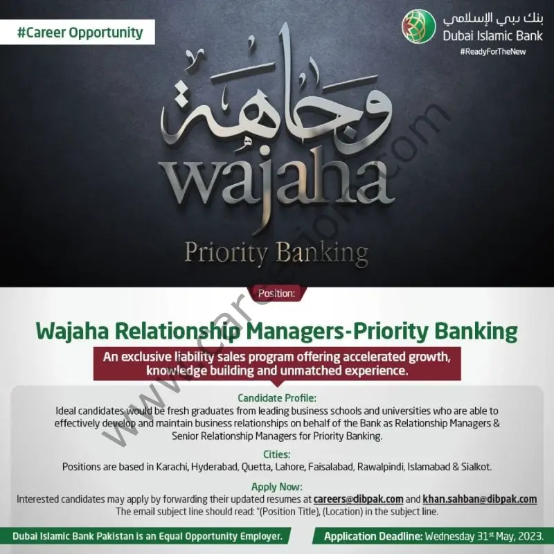 Dubai Islamic Bank Pakistan Limited DIBPL Jobs Wajaha Relationship Managers  1