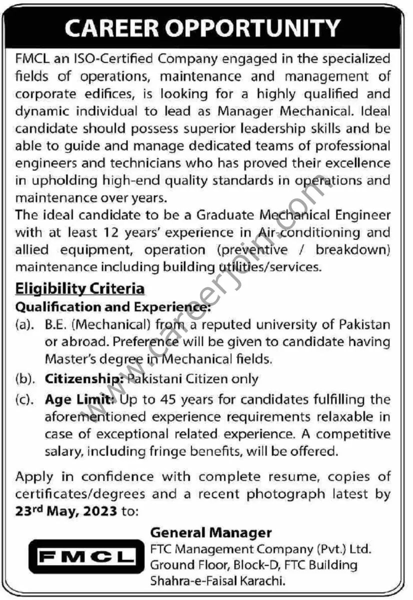 FTC Management Co Pvt Ltd FMCL Jobs 14 May 2023 Dawn 1