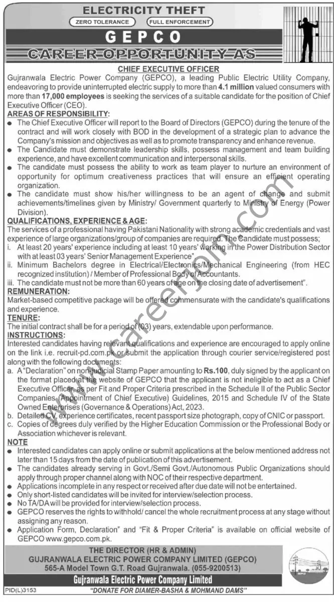 Gujranwala Electric Power Co GEPCO Jobs 07 May 2023 Express 1