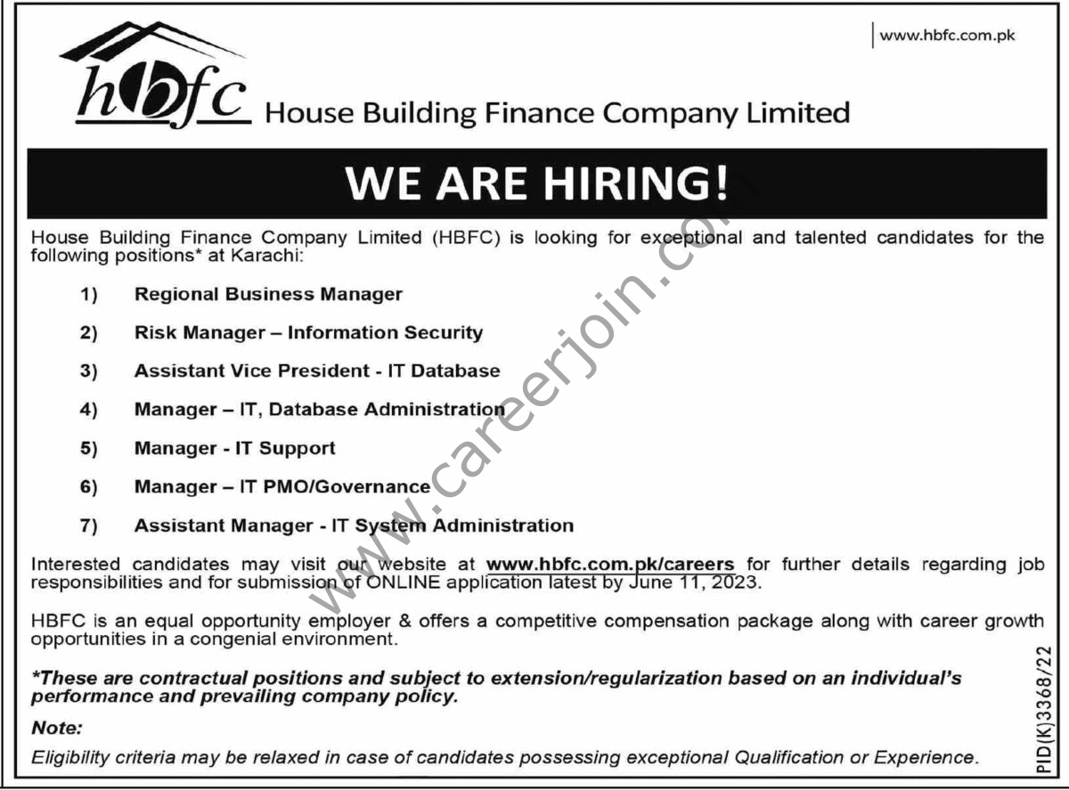 House Building Finance Co Ltd HBFC Jobs 28 May 2023 Dawn 1