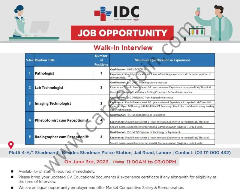 Islamabad Diagnostic Center IDC Jobs June 2023 1