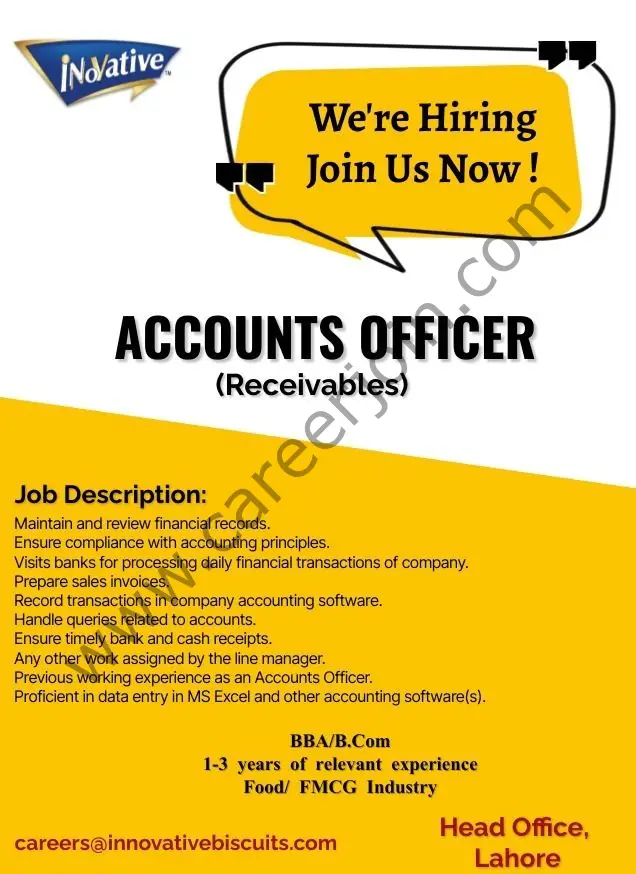 Innovative Biscuits Pvt Ltd Jobs Accounts Officer 1