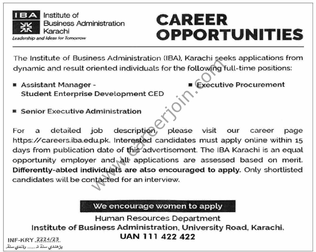 Institute of Business Administration Karachi Jobs 28 May 2023 Dawn 1