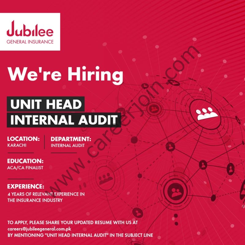 Jubilee General Insurance Company Limited Jobs Unit Head Internal Audit 1