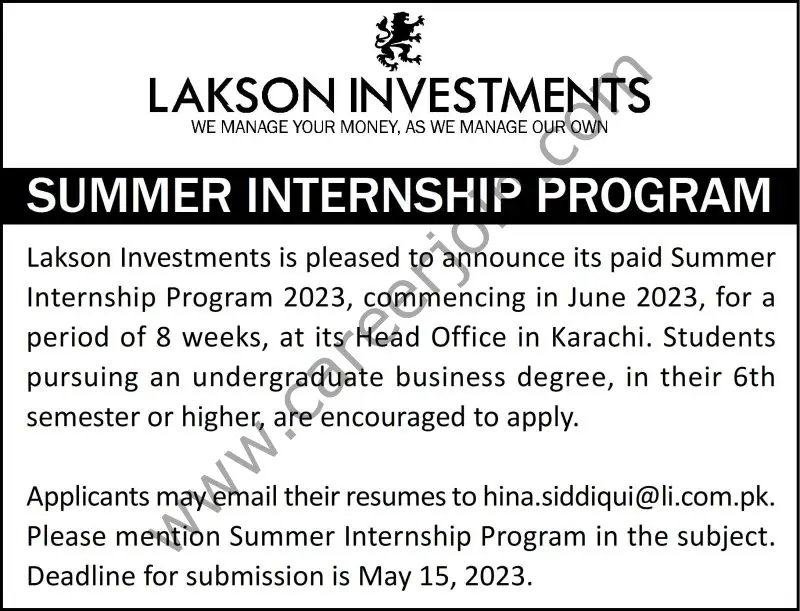 Lakson Investments Summer Internship Program 2023 1