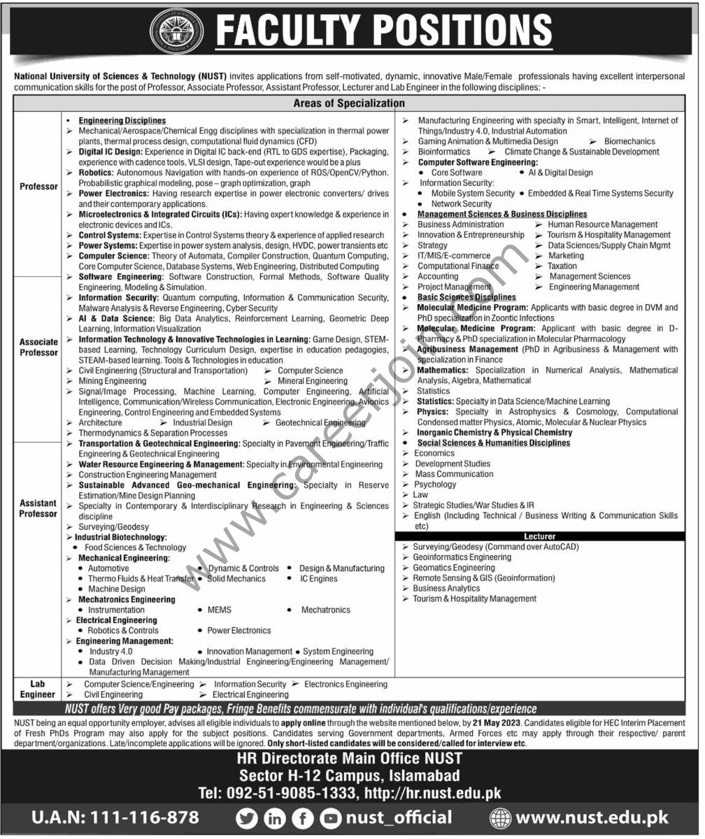 National University of Sciences & Technology NUST Jobs 07 May 2023 Dawn 1