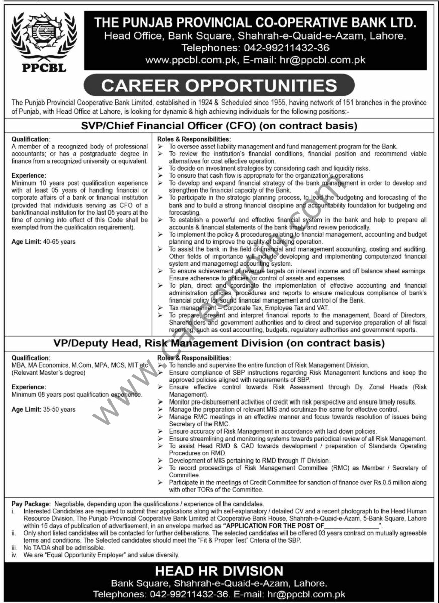Punjab Provincial Co Operative Bank Ltd Jobs 07 May 2023 Dawn 1