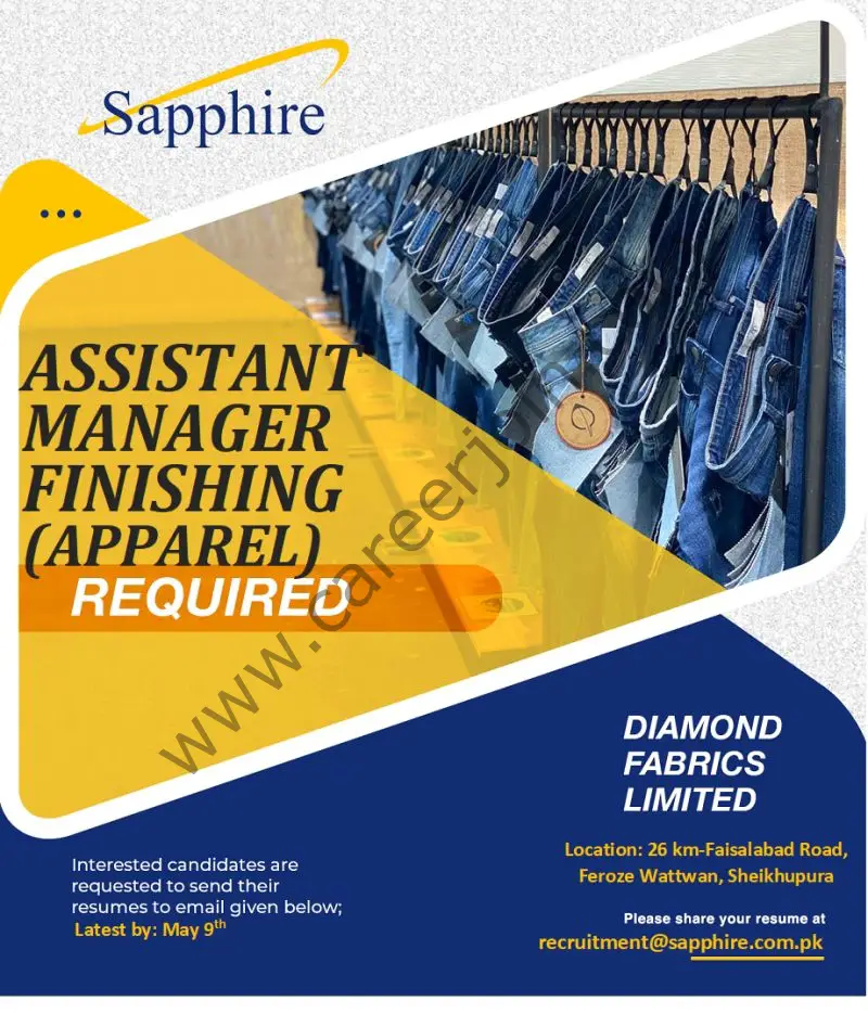 Diamond Fabrics Limited Jobs Assistant Manager Finishing 1