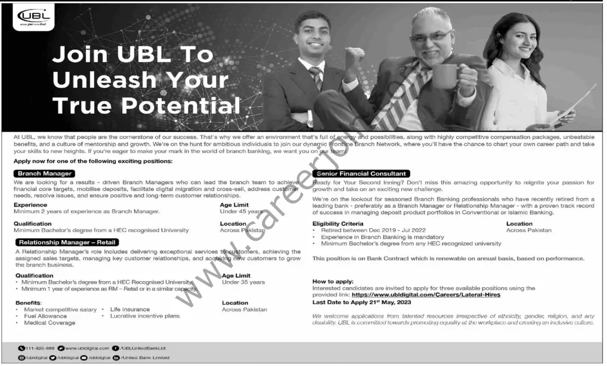 United Bank Ltd UBL Jobs 07 May 2023 Dawn 1